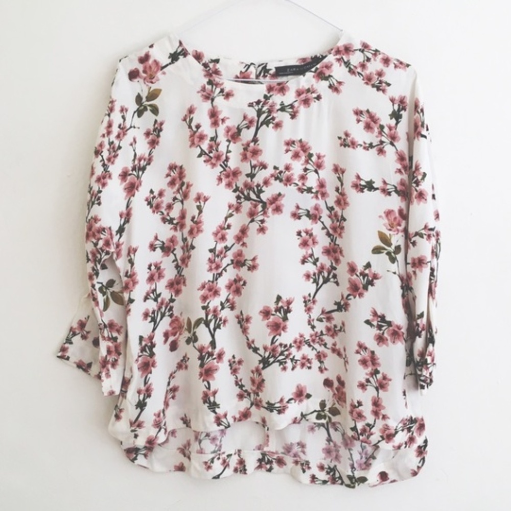 ZARA Cherry Blossom Blouse - Small